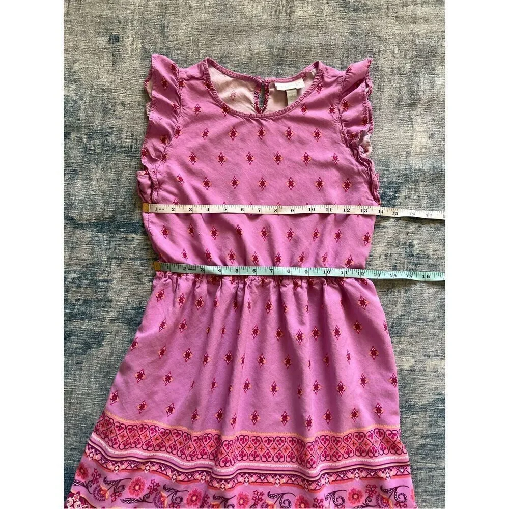 Children's Place Pink Flutter Sleeve Paisley Print Dress Girls Large 10 - 12